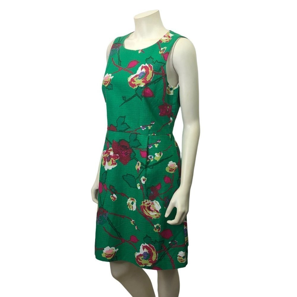 J CREW GREEN FLORAL SLEEVELESS DRESS SZ 10 NEW WITH TAG